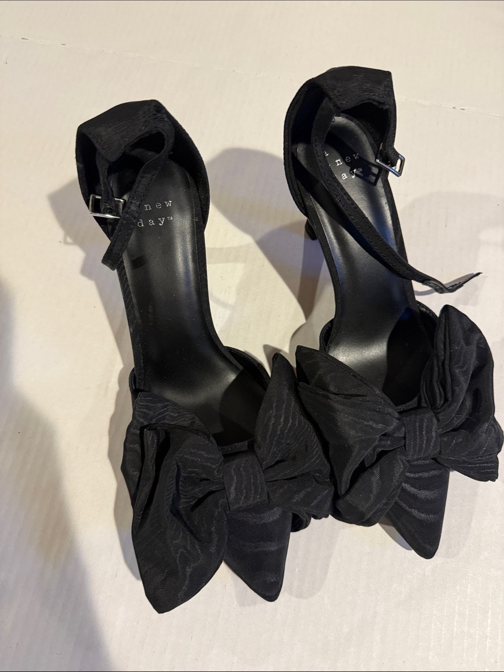 a new day Black Bow Ankle-Strap Heels